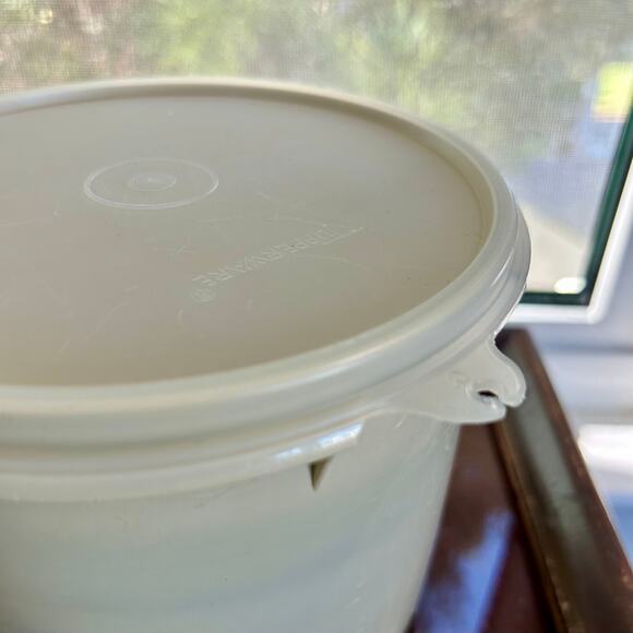 Vintage Tupperware Lot – Blue Divided Container & Beige Round Container - Picture 10 of 15